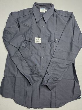 NWT ELBECO MENS XL POLYESTER SHIRT NAVY/Black Made In Usa‎ 17 1/2 36/37